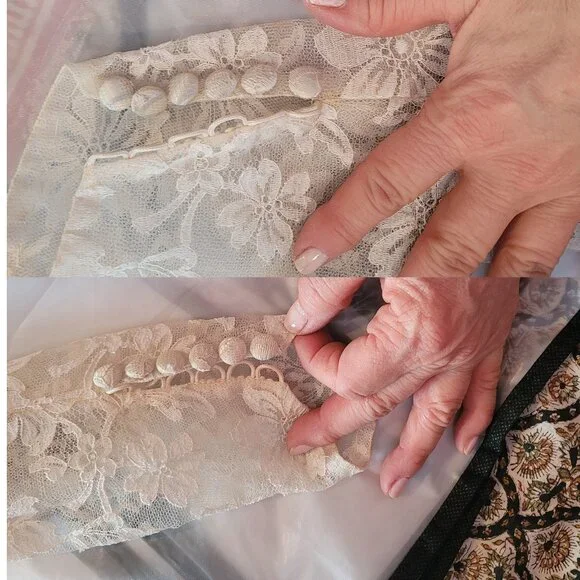 Vintage 1957 Wedding Gown & Juliet Cap - Picture 11 of 16